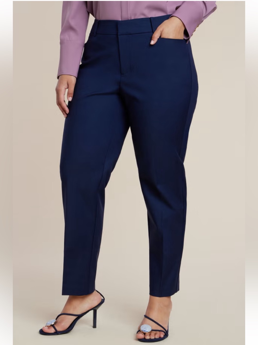 Eloquii Kady Fit Double-Weave Pant Navy Blue Size 24